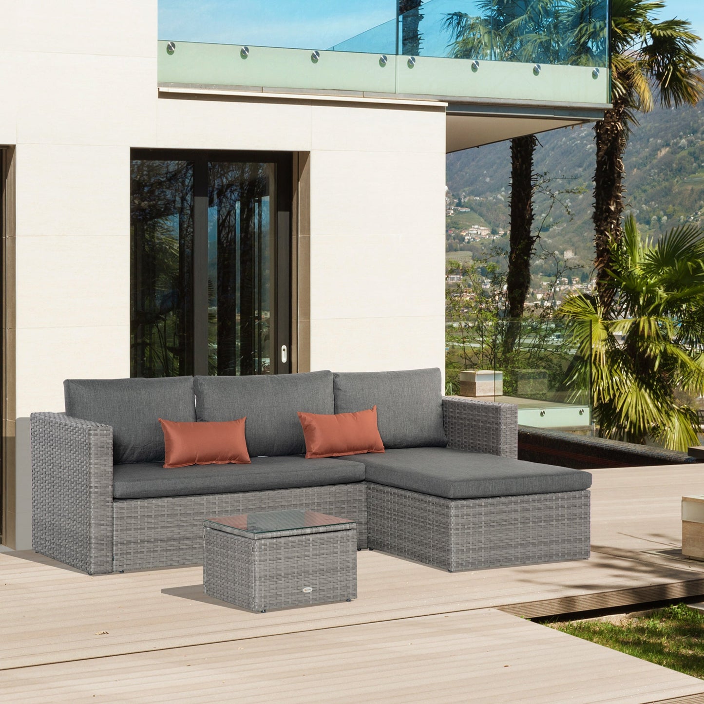 3-Pieces Outdoor PE Rattan Sofa Set