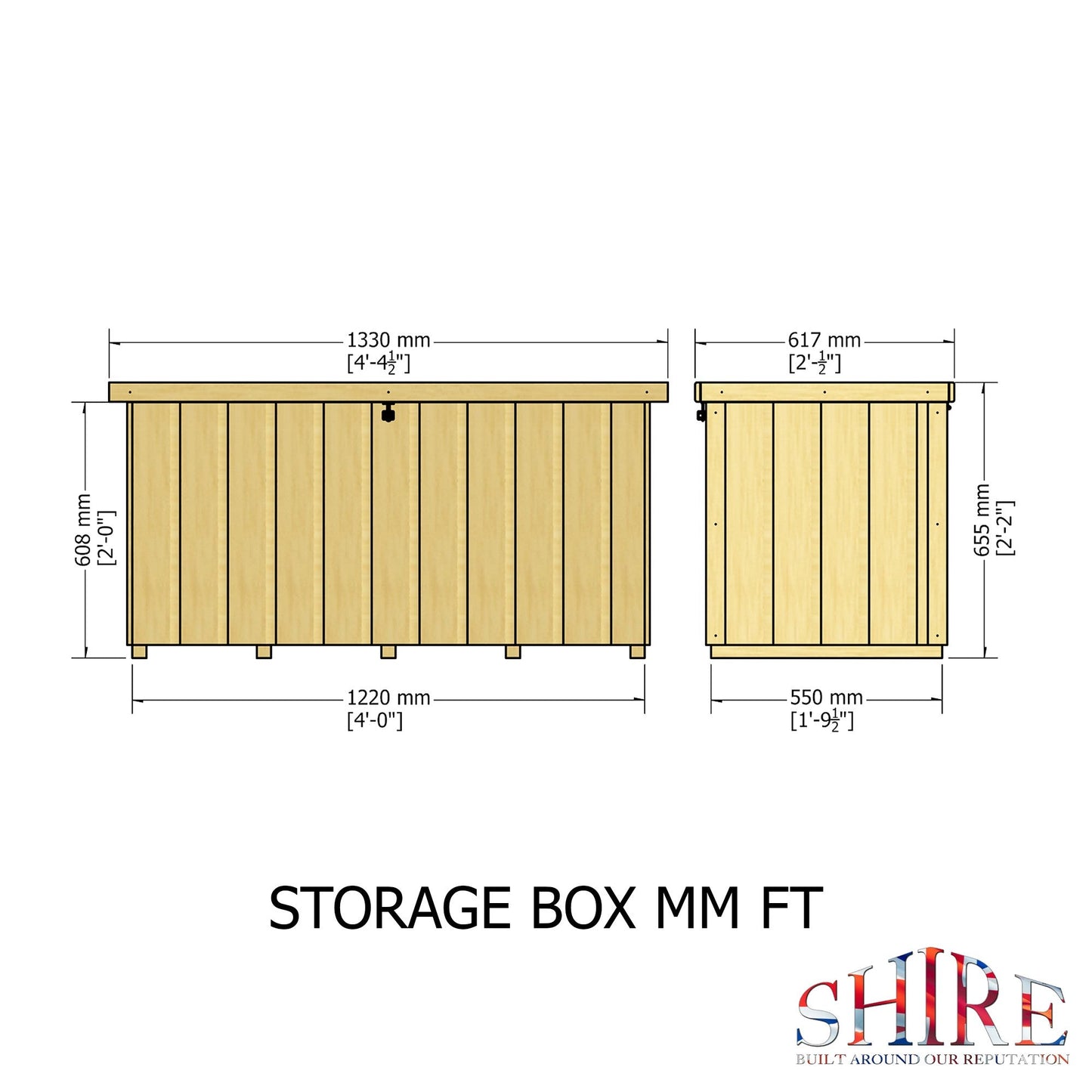 Shire Sherringham 4' 3" x 1' 11" Flat Garden Store - Premium Dip Treated Shiplap