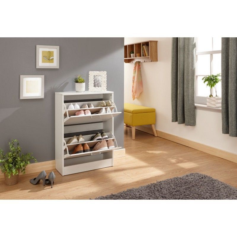 Stirling Shoe Storage White 2 Doors 2 Shelves