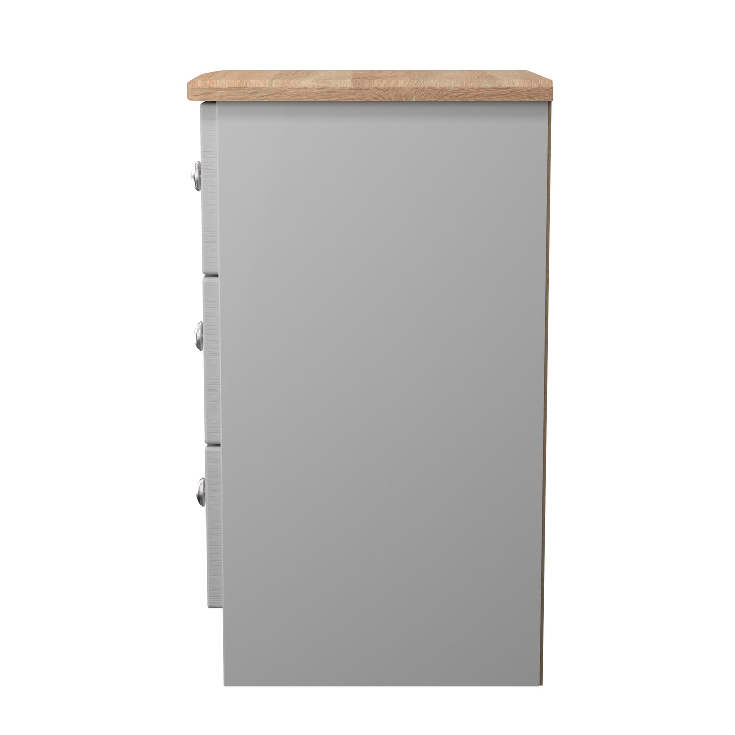 Sussex Bedside Table Grey & Light Oak 3 Drawers 40cm