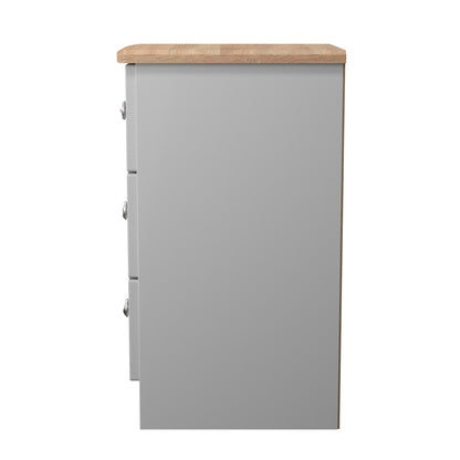 Sussex Bedside Table Grey & Light Oak 3 Drawers 40cm