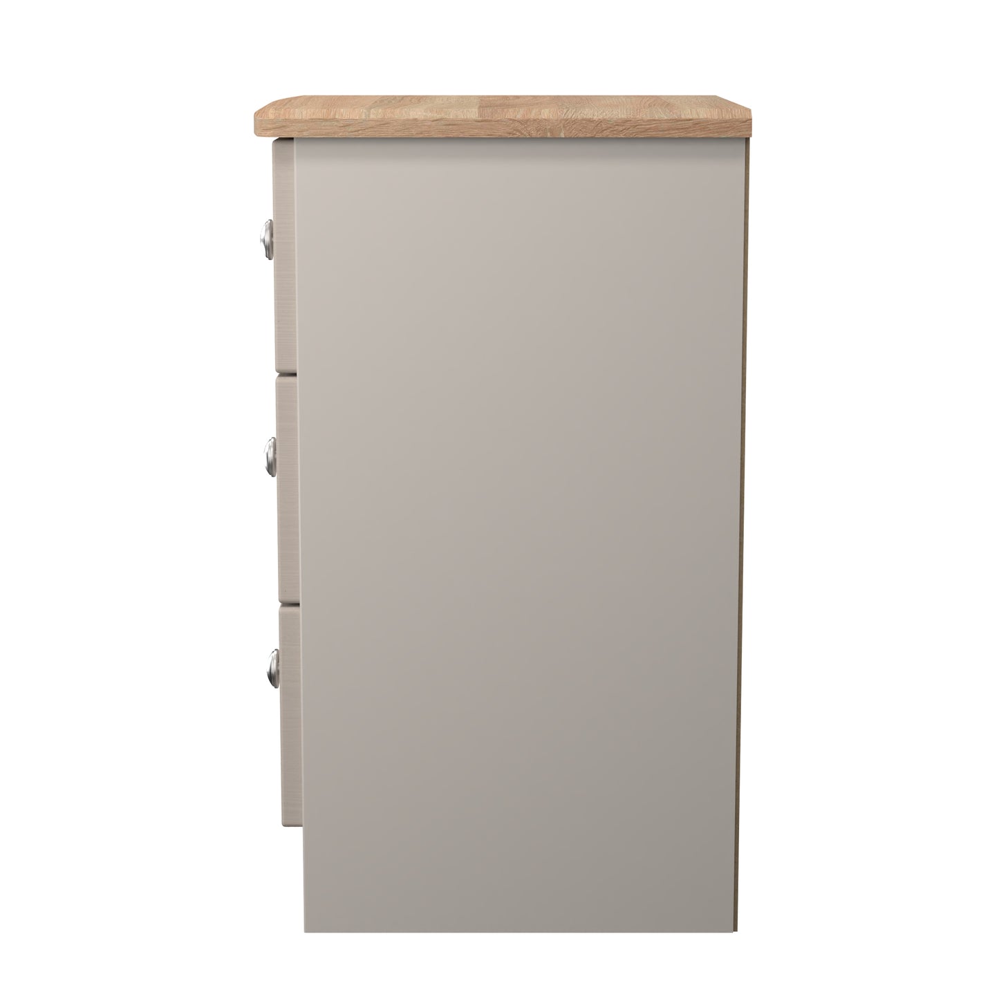 Sussex Bedside Table Off-white & Light Oak 3 Drawers 40cm