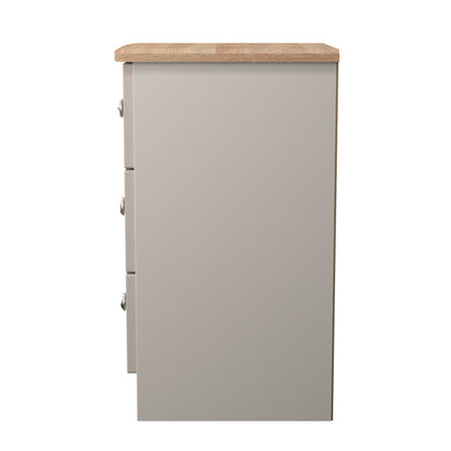 Sussex Bedside Table Off-white & Light Oak 3 Drawers 40cm