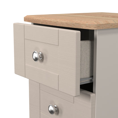Sussex Bedside Table Off-white & Light Oak 3 Drawers 40cm
