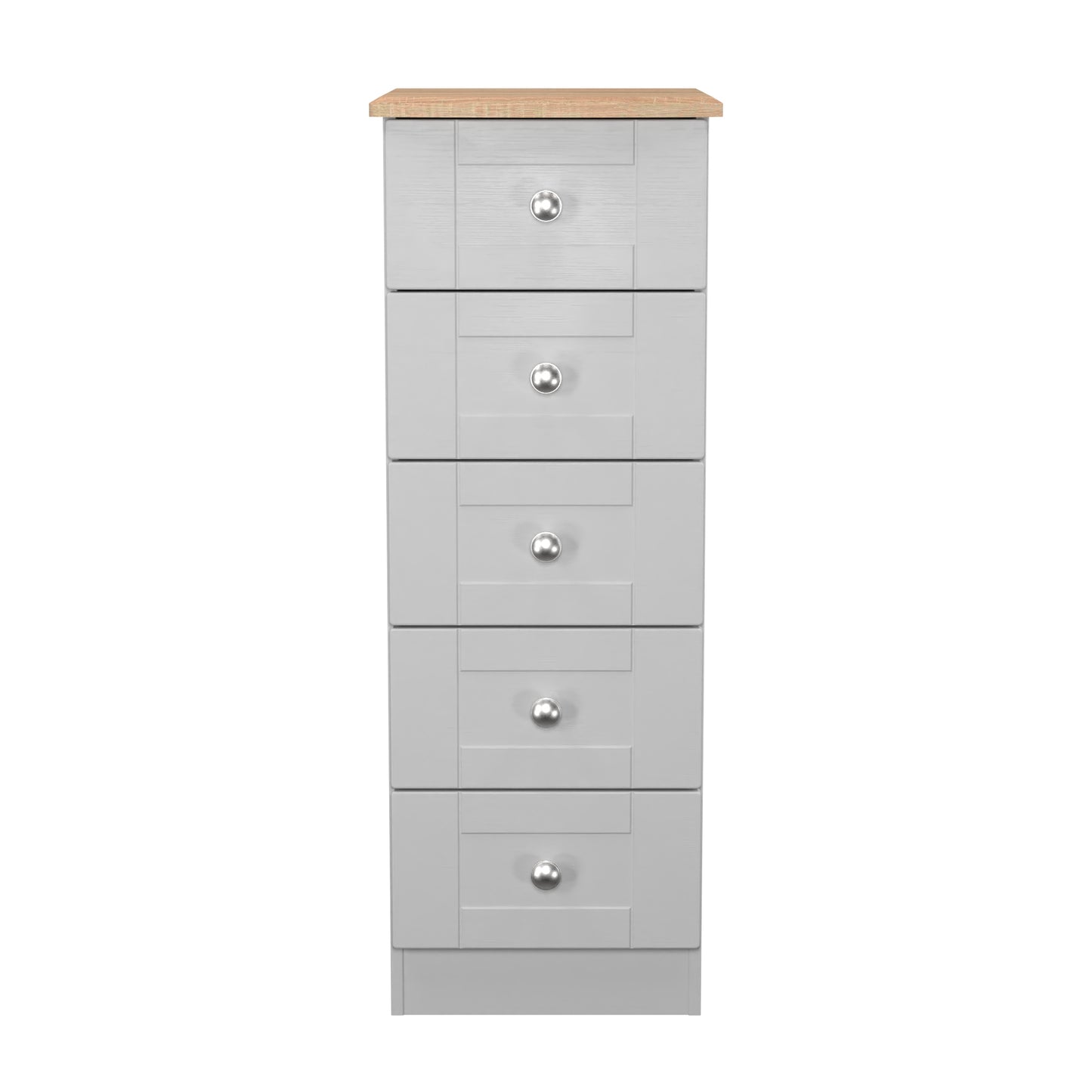 Sussex Bedside Table Grey & Light Oak 5 Drawers 40cm
