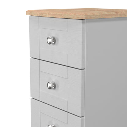 Sussex Bedside Table Grey & Light Oak 5 Drawers 40cm