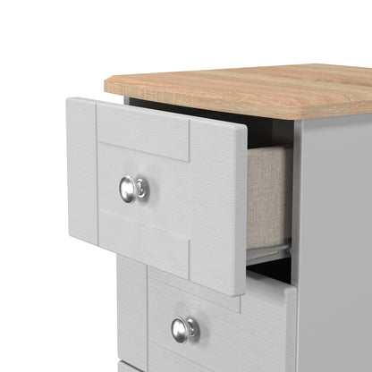 Sussex Bedside Table Grey & Light Oak 5 Drawers 40cm