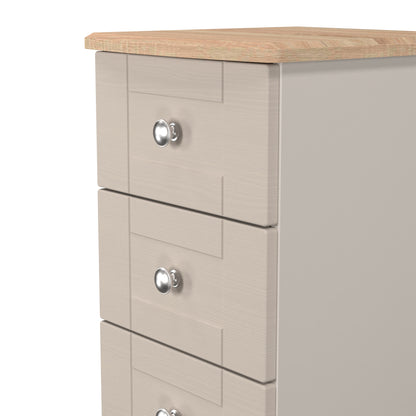 Sussex Bedside Table Off-white & Light Oak 5 Drawers 40cm