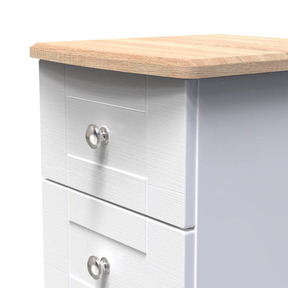 Sussex Bedside Table White & Light Oak 5 Drawers 40cm