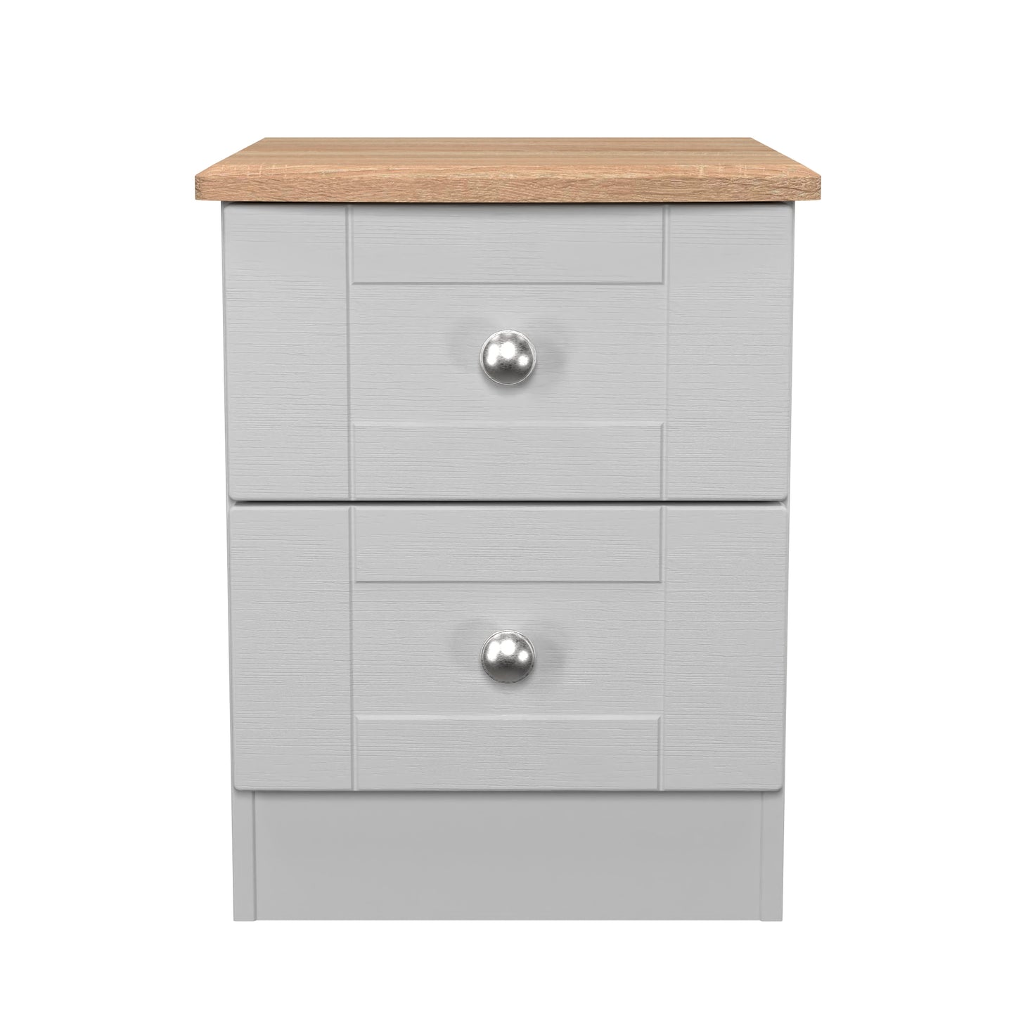 Sussex Bedside Table Grey & Light Oak 2 Drawers 40cm