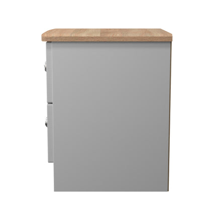 Sussex Bedside Table Grey & Light Oak 2 Drawers 40cm