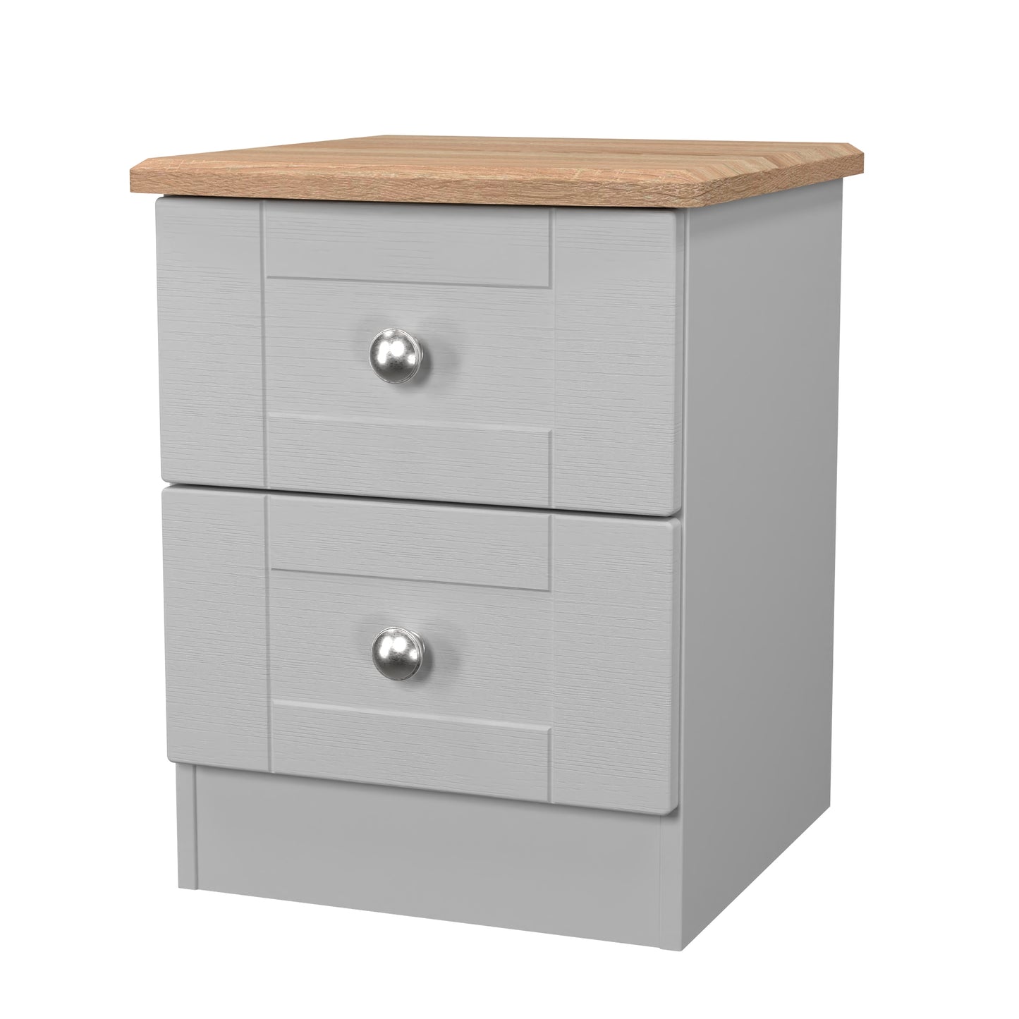 Sussex Bedside Table Grey & Light Oak 2 Drawers 40cm