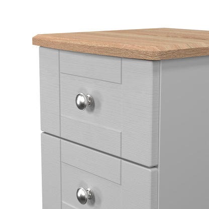 Sussex Bedside Table Grey & Light Oak 2 Drawers 40cm