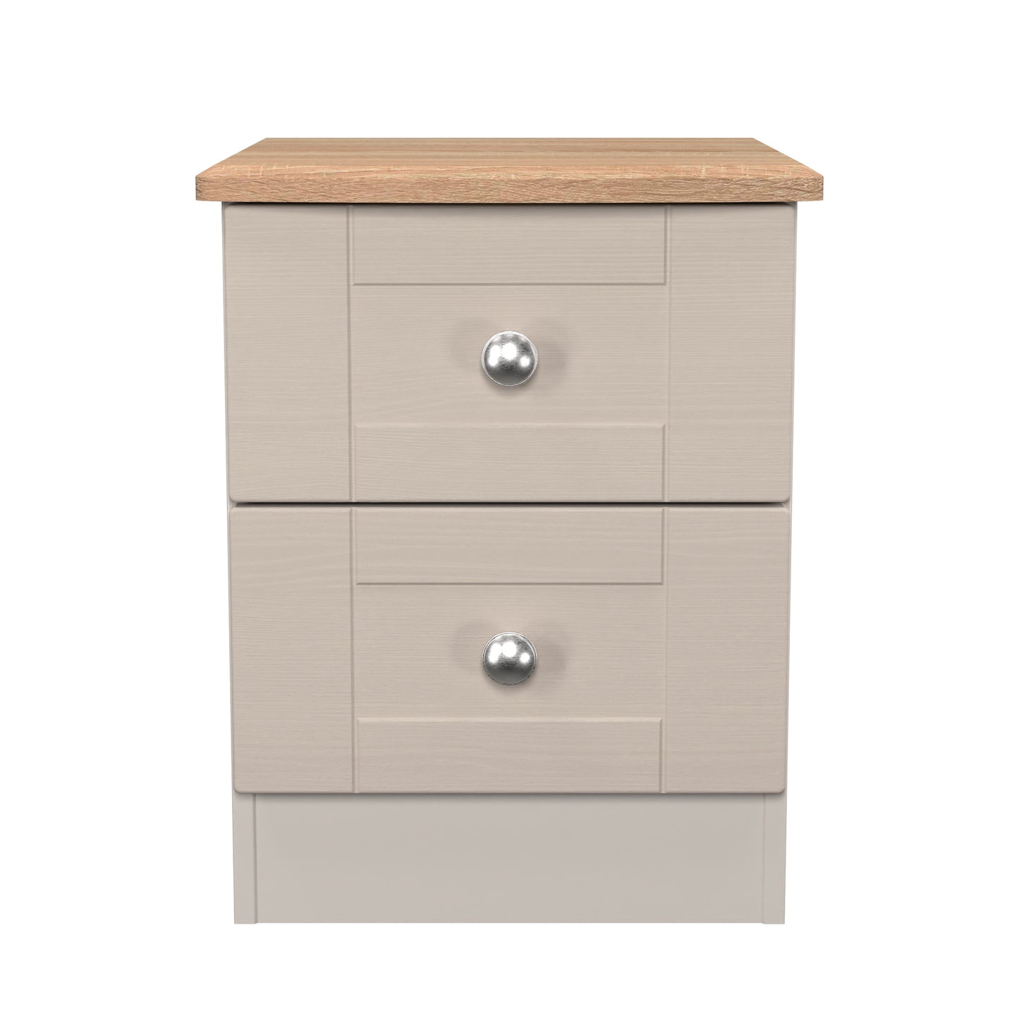 Sussex Bedside Table Off-white & Light Oak 2 Drawers 40cm