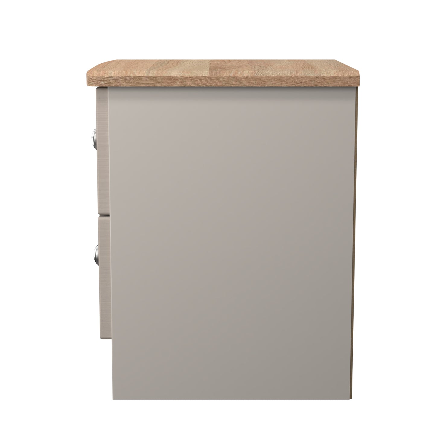 Sussex Bedside Table Off-white & Light Oak 2 Drawers 40cm