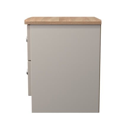 Sussex Bedside Table Off-white & Light Oak 2 Drawers 40cm
