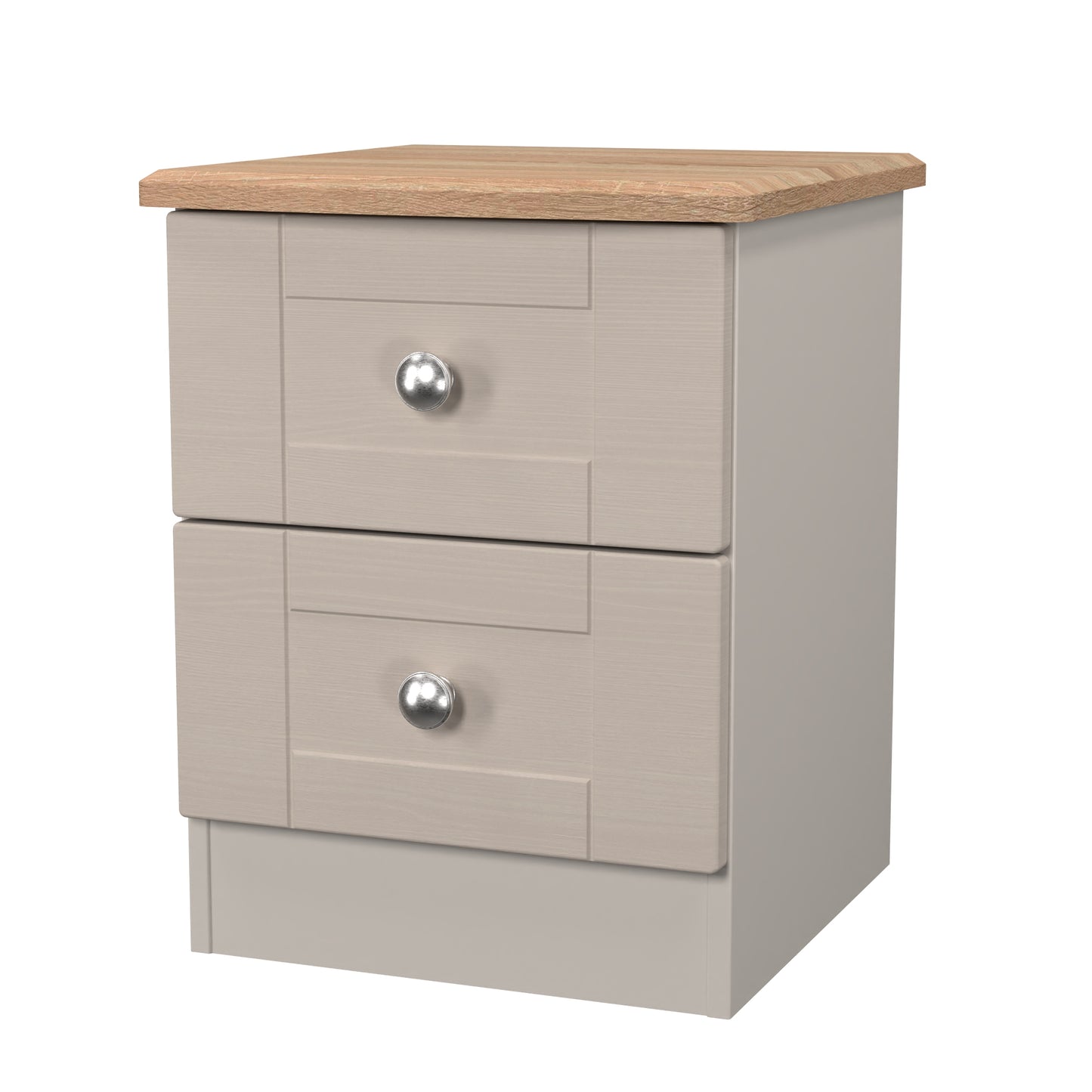 Sussex Bedside Table Off-white & Light Oak 2 Drawers 40cm