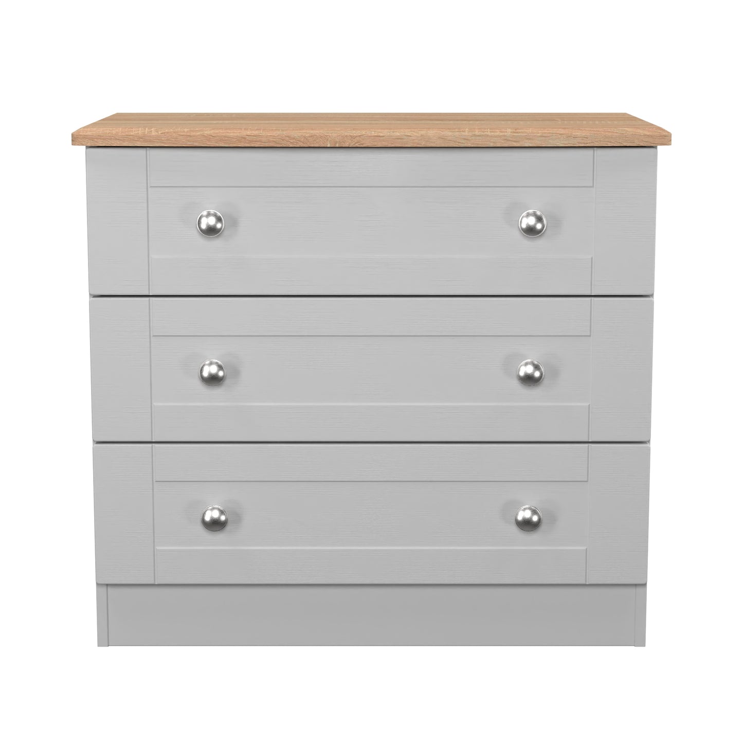 Sussex Chest of Drawers Grey & Light Oak 3 Drawers 77cm