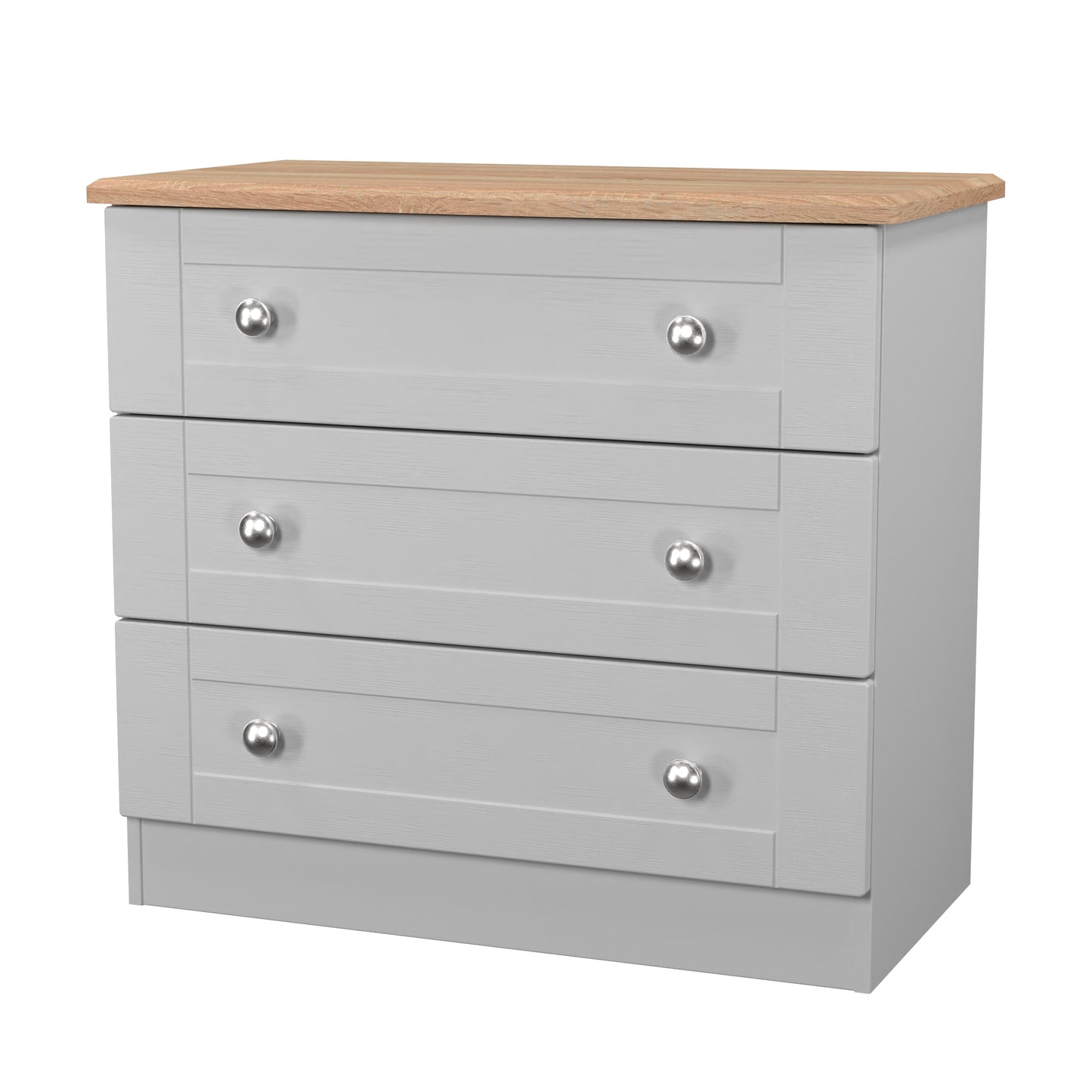 Sussex Chest of Drawers Grey & Light Oak 3 Drawers 77cm