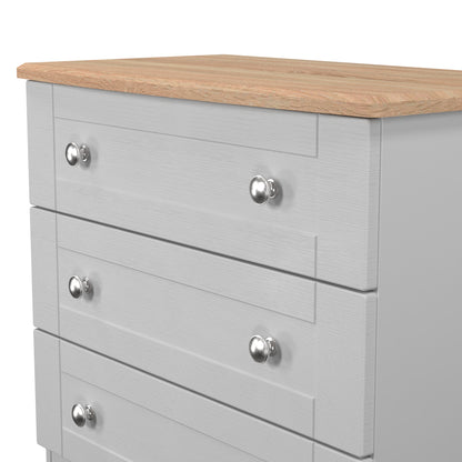 Sussex Chest of Drawers Grey & Light Oak 3 Drawers 77cm