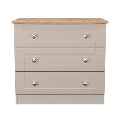 Sussex Chest of Drawers Off-white & Light Oak 3 Drawers 77cm