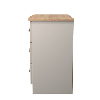 Sussex Chest of Drawers Off-white & Light Oak 3 Drawers 77cm