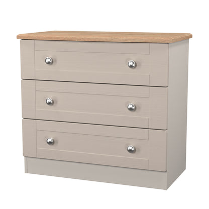 Sussex Chest of Drawers Off-white & Light Oak 3 Drawers 77cm