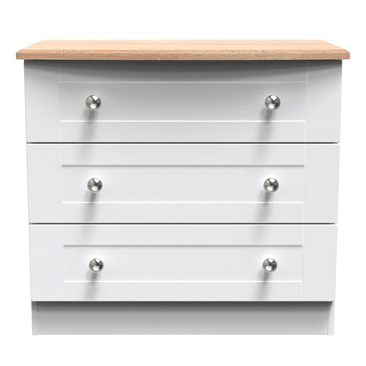 Sussex Chest of Drawers White & Light Oak 3 Drawers 77cm
