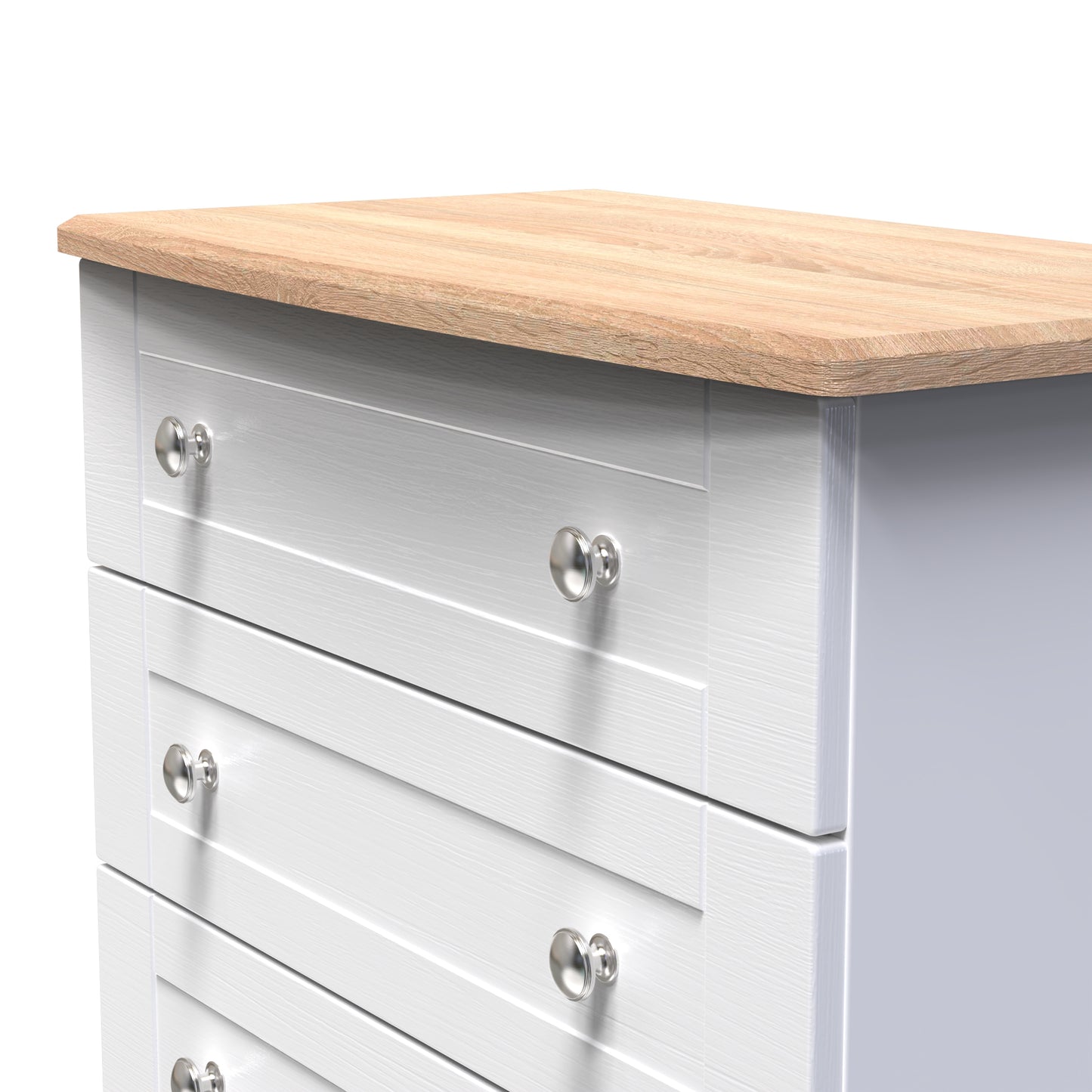 Sussex Chest of Drawers White & Light Oak 3 Drawers 77cm