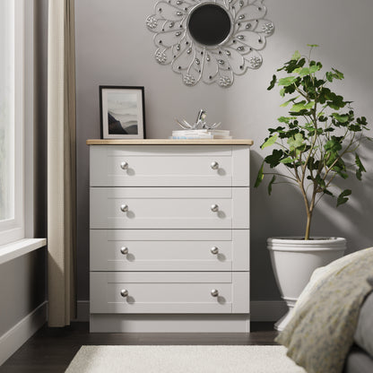 Sussex Chest of Drawers Grey & Light Oak 4 Drawers 77cm