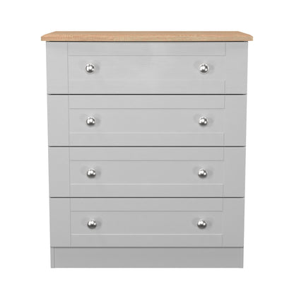 Sussex Chest of Drawers Grey & Light Oak 4 Drawers 77cm