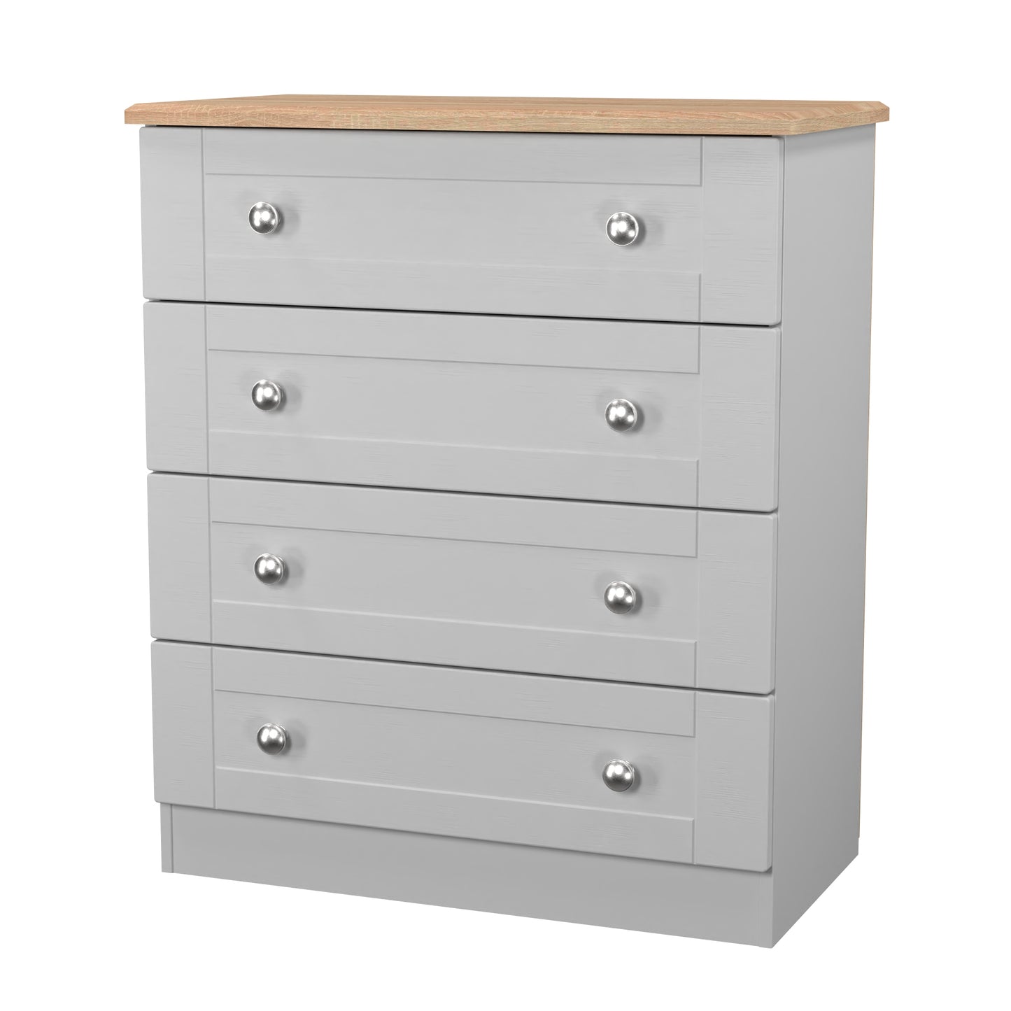Sussex Chest of Drawers Grey & Light Oak 4 Drawers 77cm