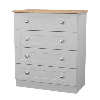 Sussex Chest of Drawers Grey & Light Oak 4 Drawers 77cm