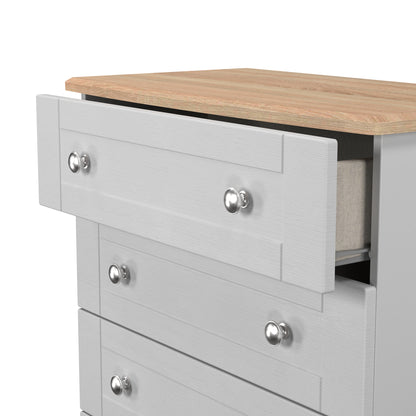 Sussex Chest of Drawers Grey & Light Oak 4 Drawers 77cm