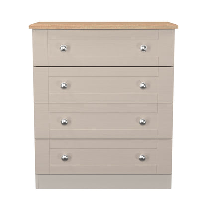Sussex Chest of Drawers Off-white & Light Oak 4 Drawers 77cm