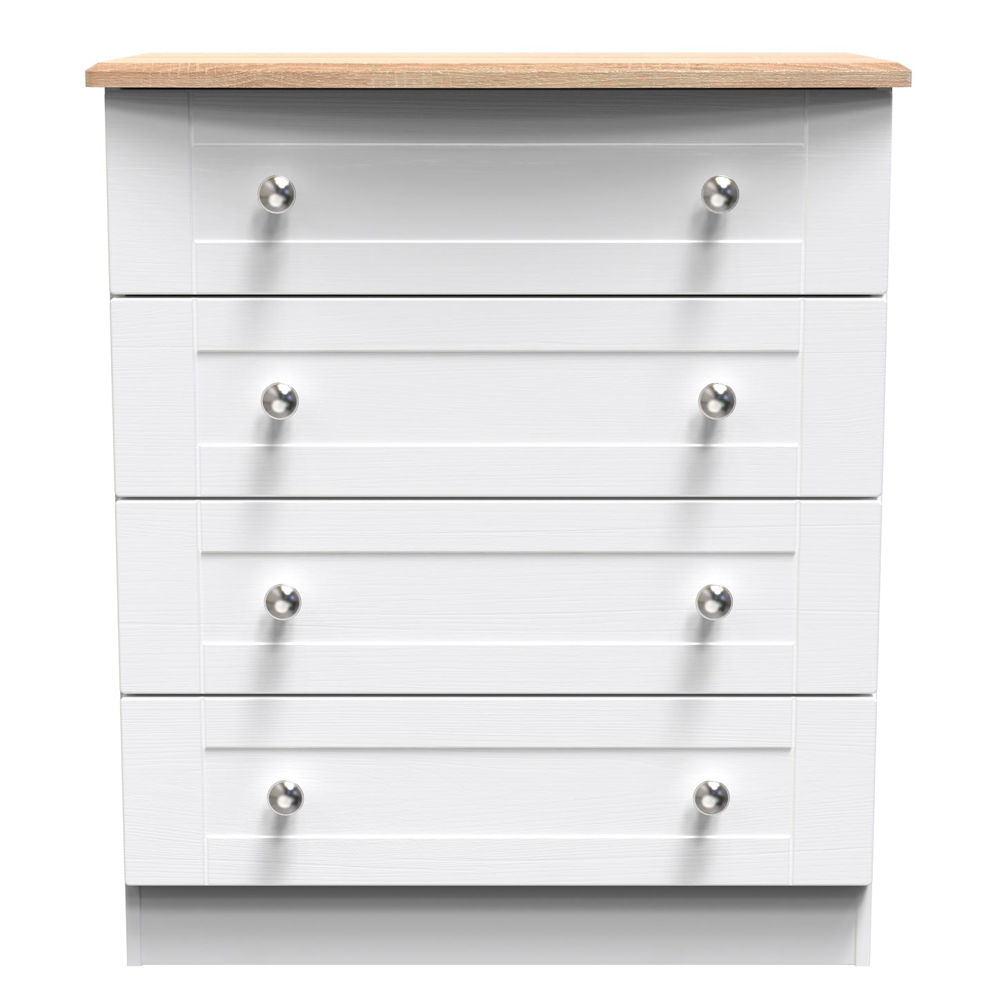 Sussex Chest of Drawers White & Light Oak 4 Drawers 77cm