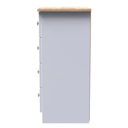 Sussex Chest of Drawers White & Light Oak 4 Drawers 77cm