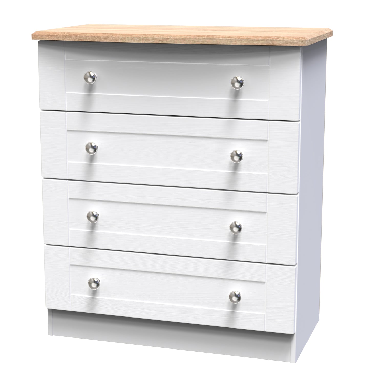 Sussex Chest of Drawers White & Light Oak 4 Drawers 77cm