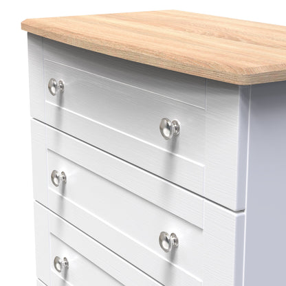 Sussex Chest of Drawers White & Light Oak 4 Drawers 77cm