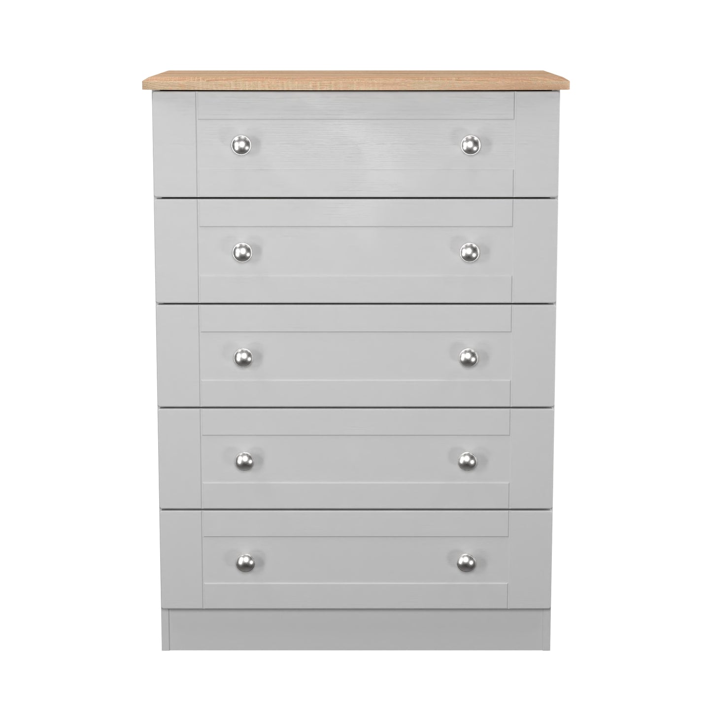 Sussex Tall Chest of Drawers Grey & Light Oak 5 Drawers 77cm