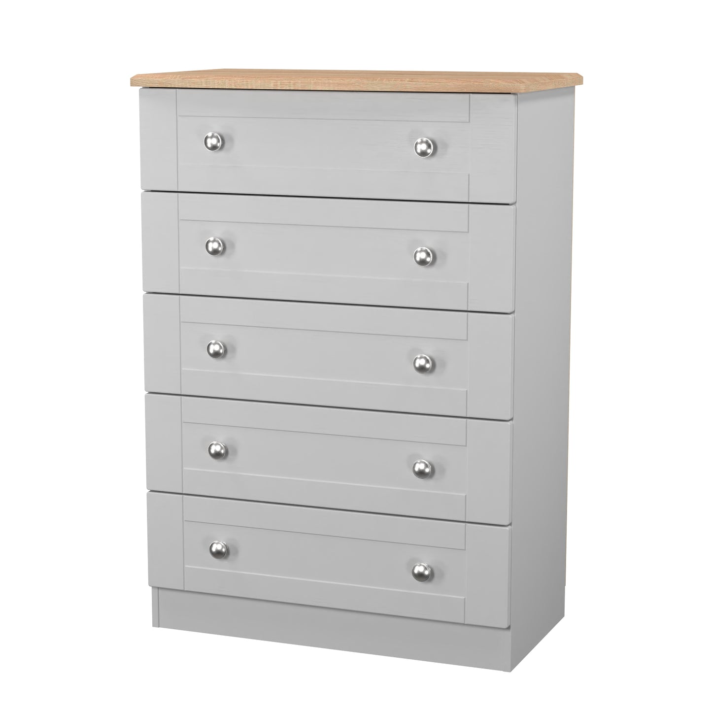 Sussex Tall Chest of Drawers Grey & Light Oak 5 Drawers 77cm