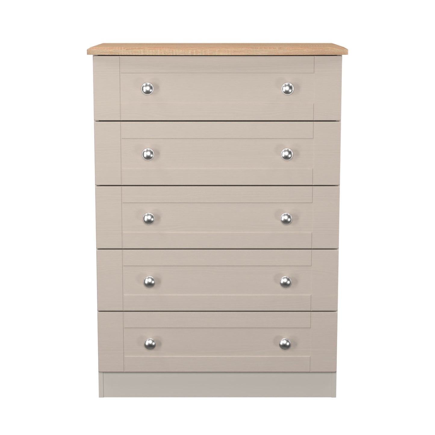 Sussex Tall Chest of Drawers Off-white & Light Oak 5 Drawers 77cm