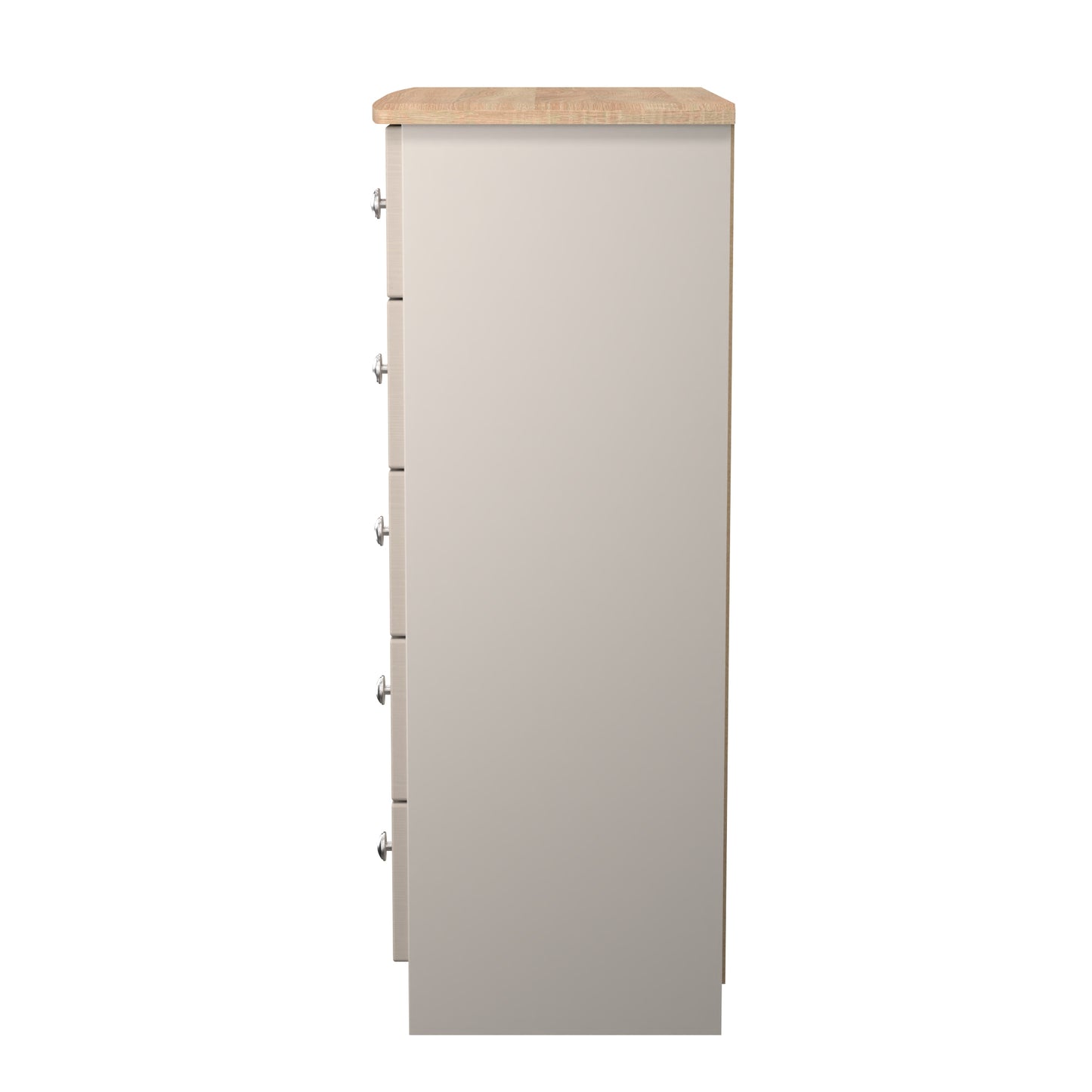 Sussex Tall Chest of Drawers Off-white & Light Oak 5 Drawers 77cm