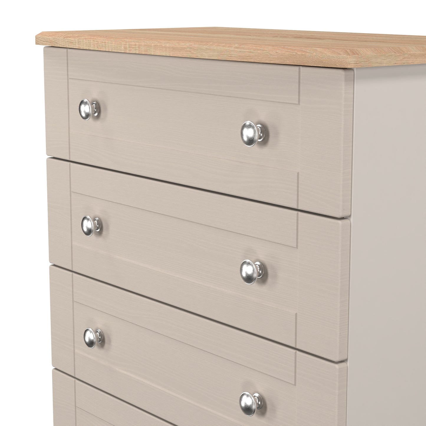 Sussex Tall Chest of Drawers Off-white & Light Oak 5 Drawers 77cm