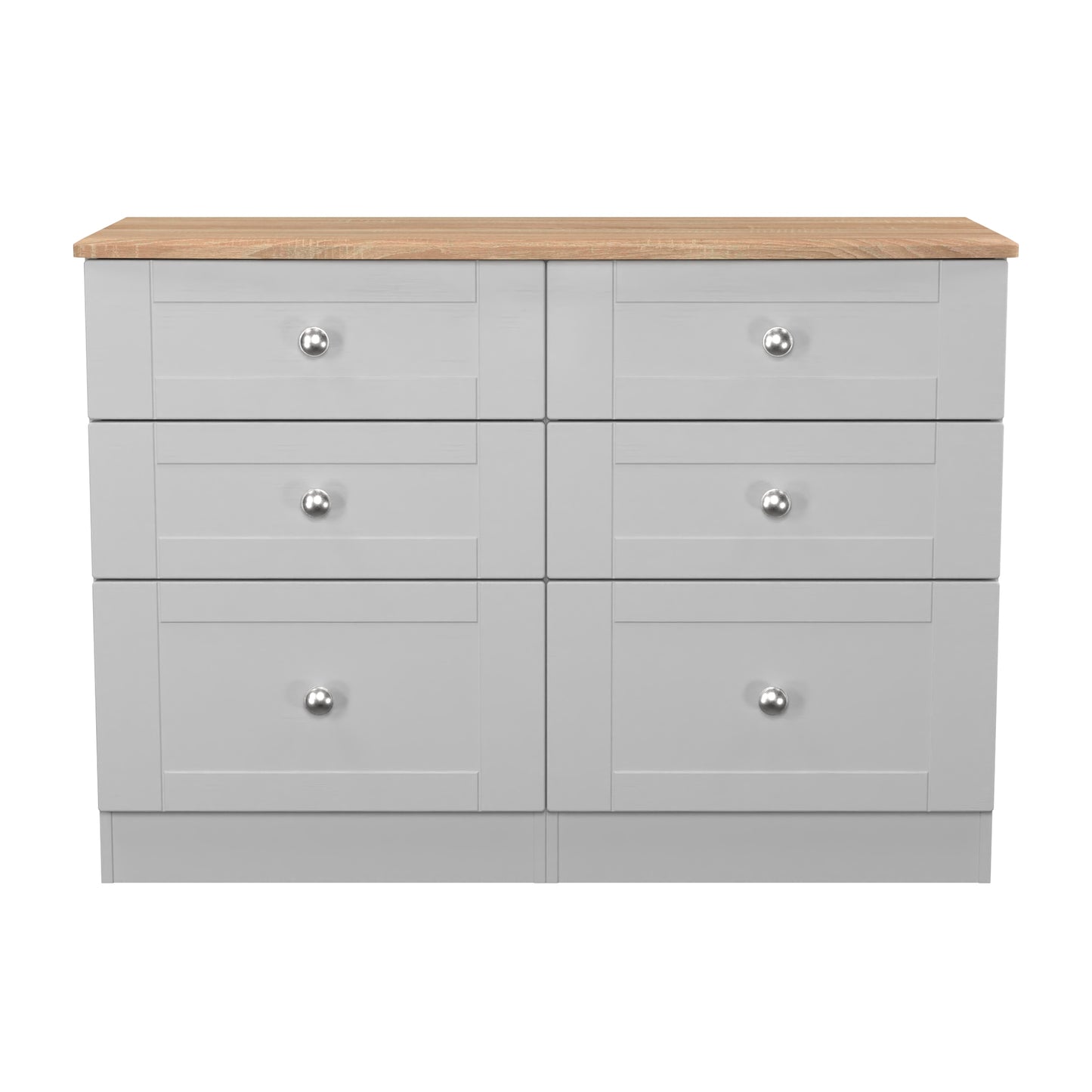 Sussex Large Chest of Drawers Grey & Light Oak 6 Drawers 112cm