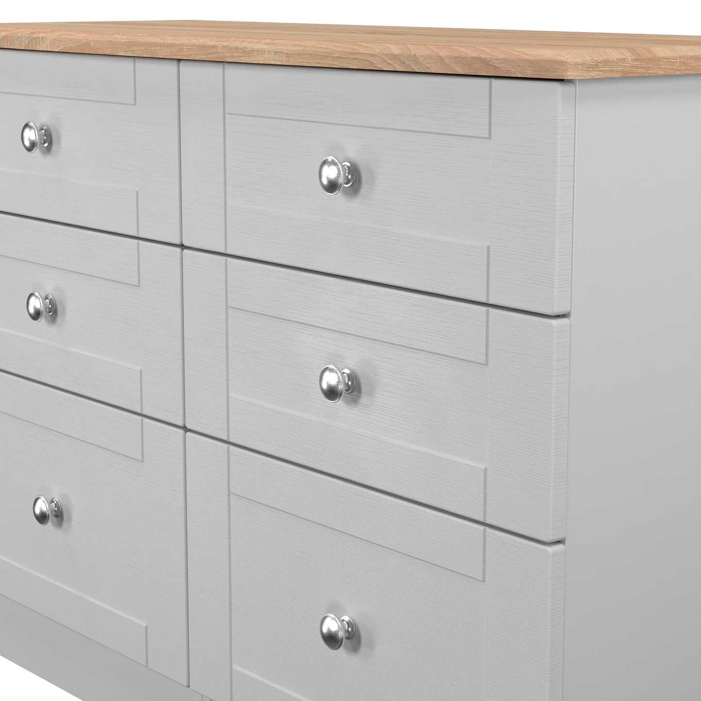 Sussex Large Chest of Drawers Grey & Light Oak 6 Drawers 112cm