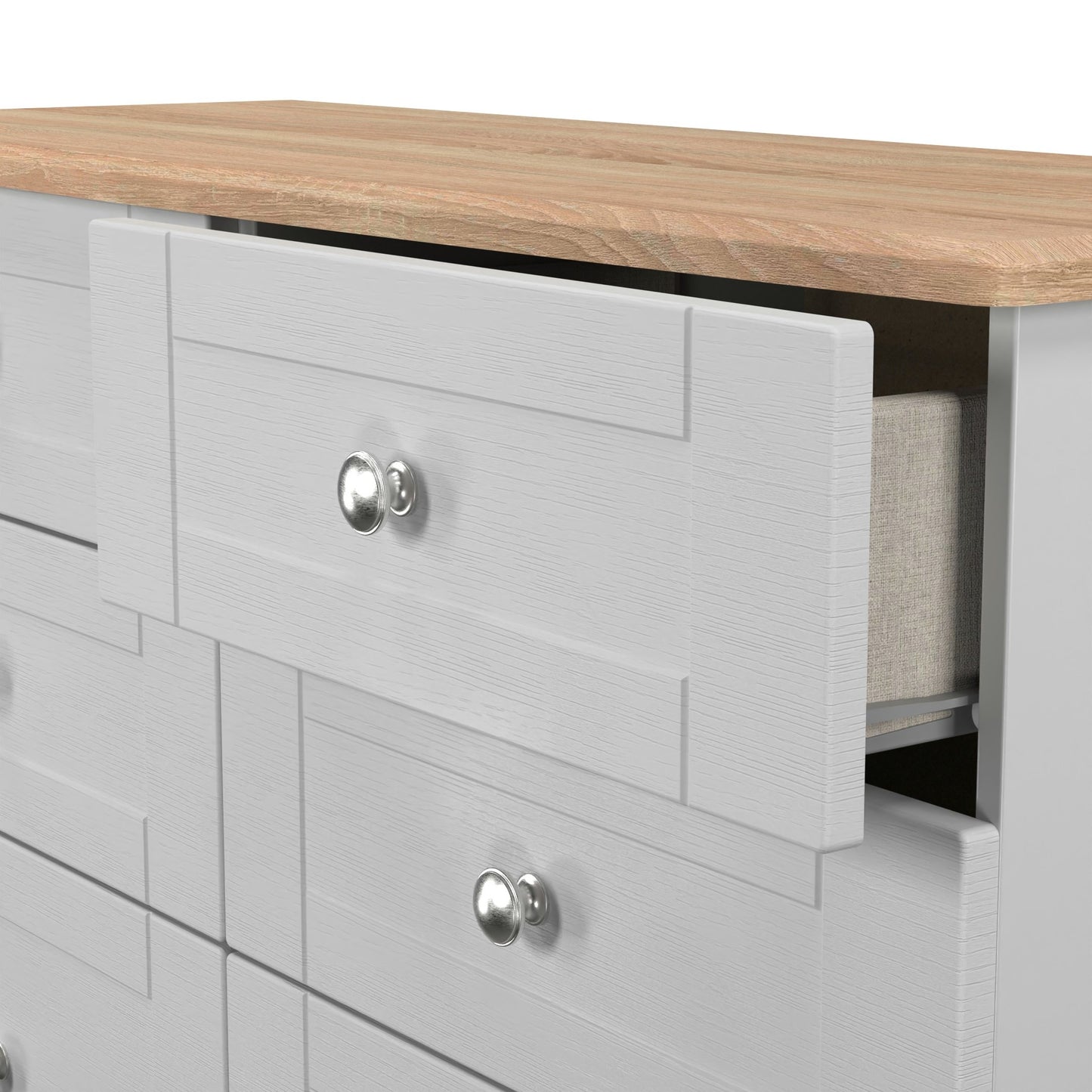 Sussex Large Chest of Drawers Grey & Light Oak 6 Drawers 112cm