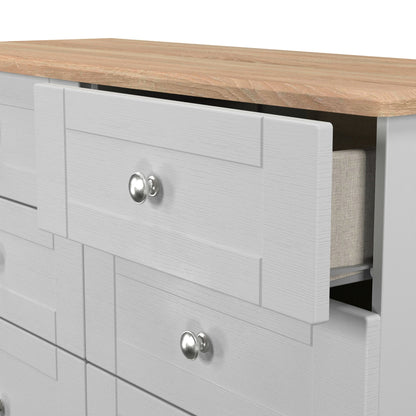 Sussex Large Chest of Drawers Grey & Light Oak 6 Drawers 112cm