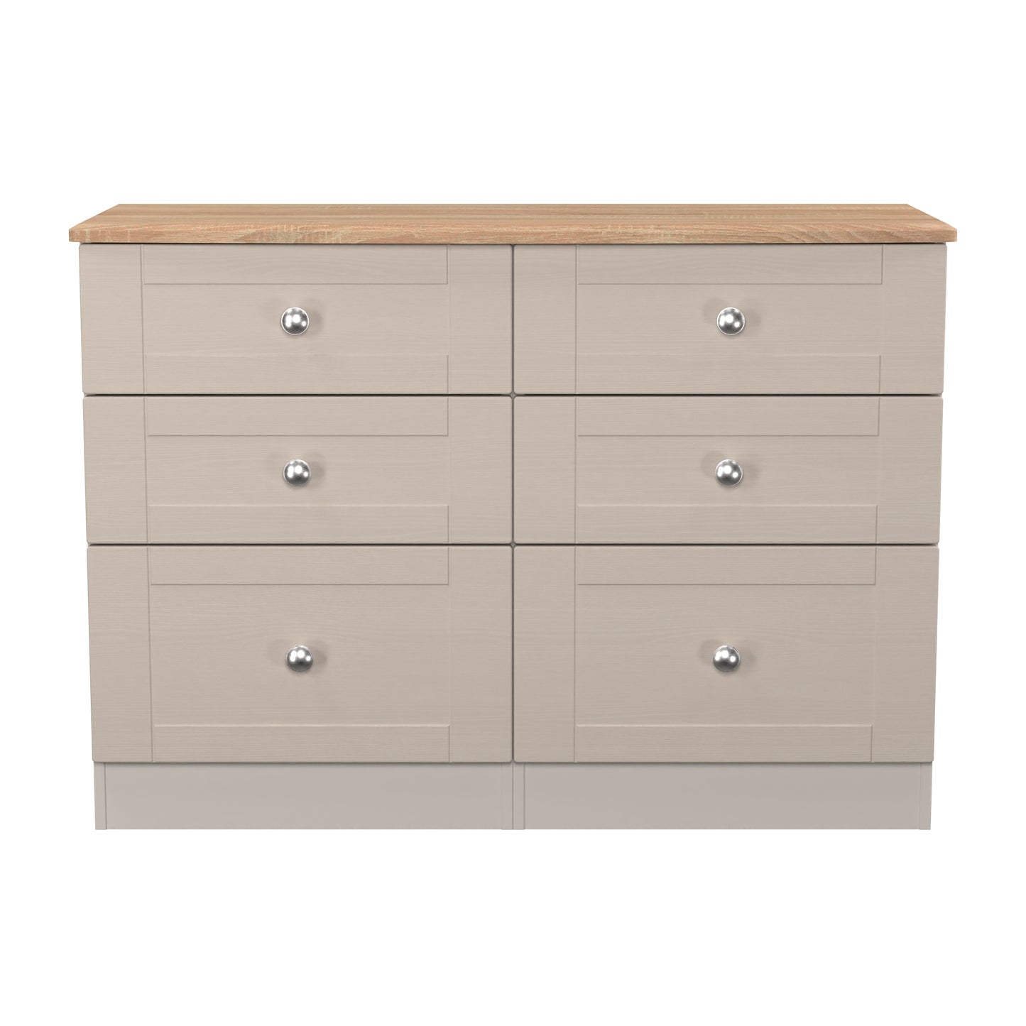 Sussex Large Chest of Drawers Off-white & Light Oak 6 Drawers 112cm