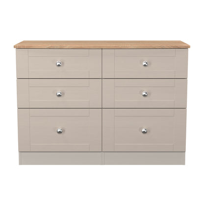 Sussex Large Chest of Drawers Off-white & Light Oak 6 Drawers 112cm